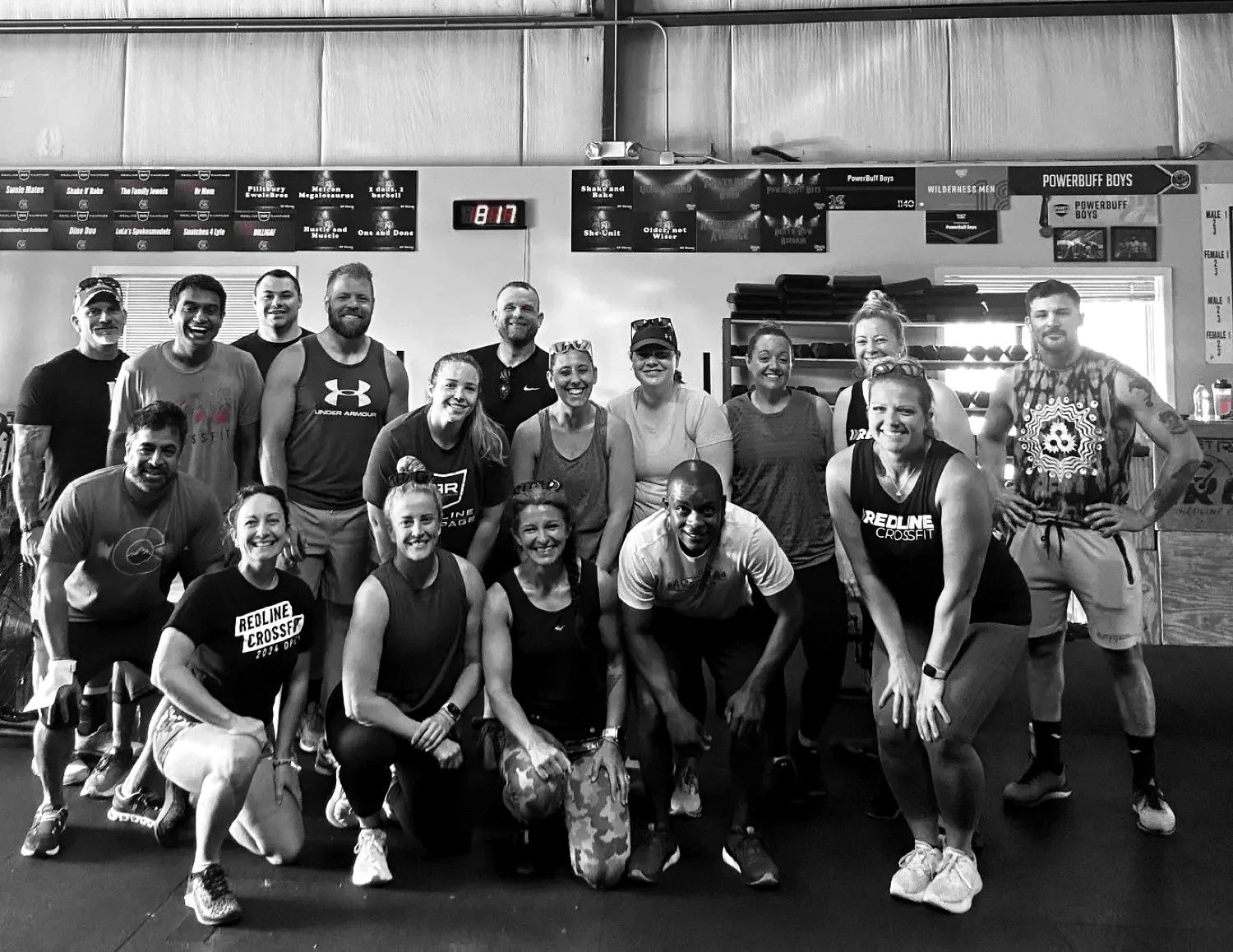 A full class of Redline Fitness Collective members together in the gym in Waukee, Iowa